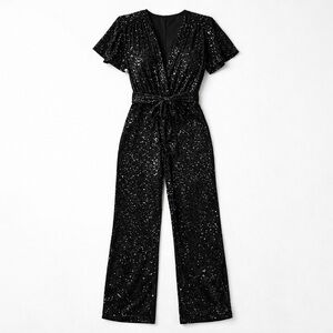 Faeriesty  Black Sequin Jumpsuit Like New Size Medium